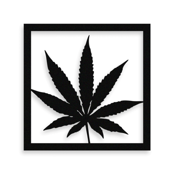 Framed Cannabis plant metal wall art